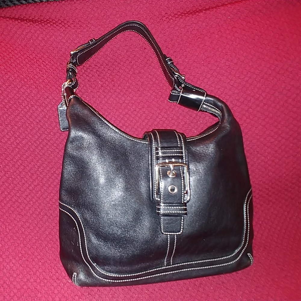 Coach Hampton Black Leather Hobo Shoulder bag